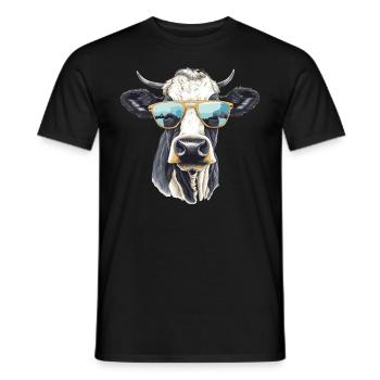 Kuh mit Sonnenbrille - Männer T-Shirt - Schwarz - Vorne - AI Model Male 178 light (178cm)