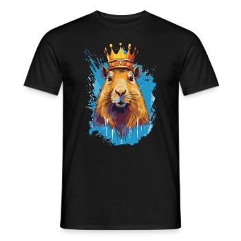 Capibara con corona capibara - T-shirt uomo - nero - Fronte - AI Model Male 178 light (178cm)