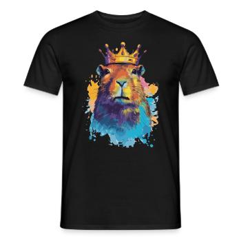 Capibara con corona capibara - T-shirt uomo - nero - Fronte - AI Model Male 178 light (178cm)