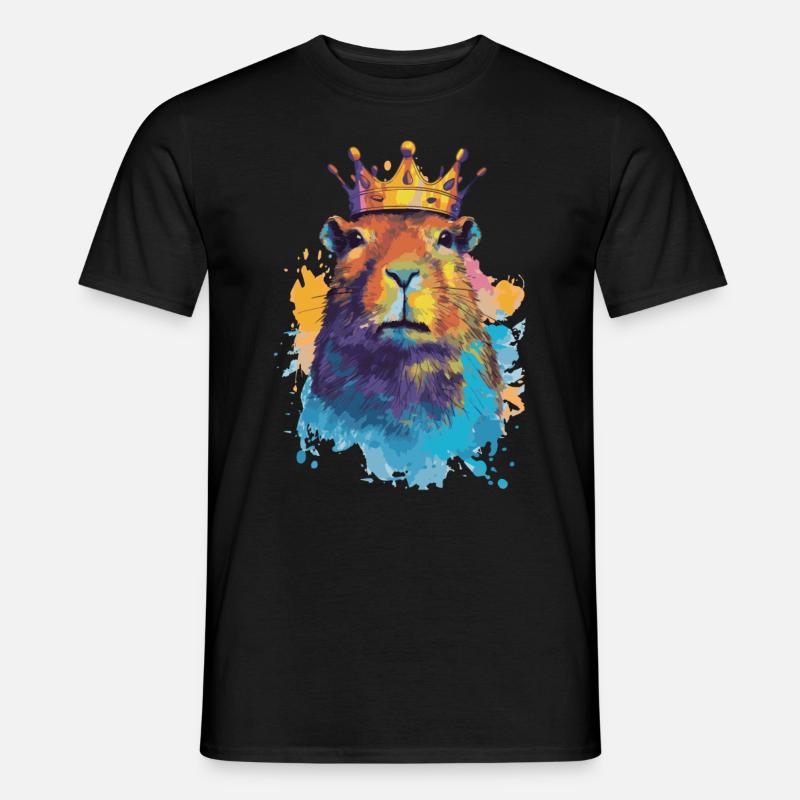 Capybara avec capybara couronne - T-shirt homme - noir