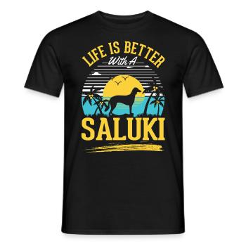 La vie est meilleure avec Salukis - T-shirt homme - noir - Devant - AI Model Male 178 light (178cm)
