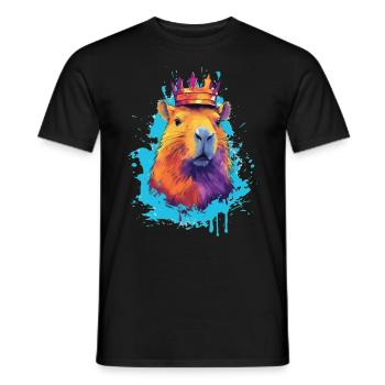 Capybara with capybara crown - Men's T-Shirt - black - Front - AI Model Male 178 light (178cm)
