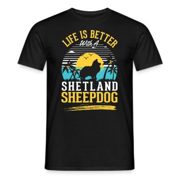 la vie est meilleure avec un chien de berger Shetland - T-shirt homme - noir - Devant - AI Model Male 178 light (178cm)