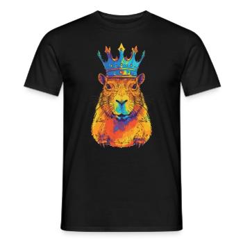 Capybara with capybara crown - Men's T-Shirt - black - Front - AI Model Male 178 light (178cm)