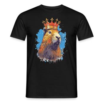 Capibara con corona capibara - T-shirt uomo - nero - Fronte - AI Model Male 178 light (178cm)