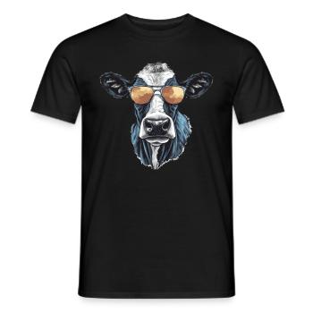 Kuh mit Sonnenbrille - Männer T-Shirt - Schwarz - Vorne - AI Model Male 178 light (178cm)