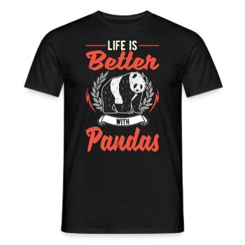 Life is better with pandas - Men's T-Shirt - black - Front - AI Model Male 178 light (178cm)