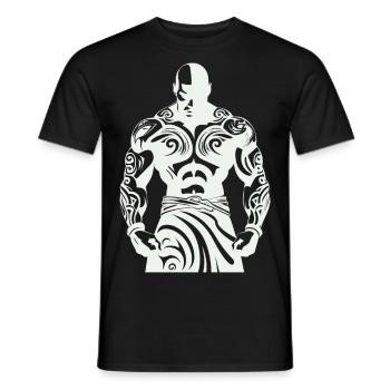 Tribal Boxer / Fighter Logo Tattoo Design - T-shirt homme - noir - Devant - AI Model Male 178 light (178cm)