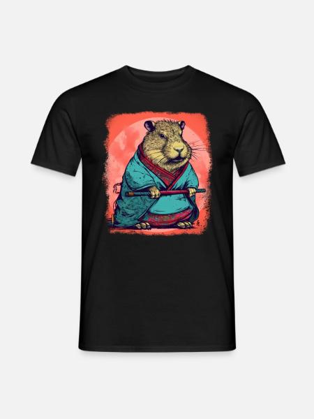 Capybara Samurai Wasserschwein - Men's T-Shirt - black
