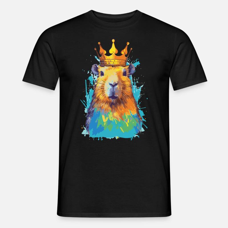 Capybara with crown capybara - Men’s T-shirt - black