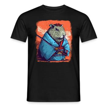 Capybara Samurai Wasserschwein - Men's T-Shirt - black - Front - AI Model Male 178 light (178cm)