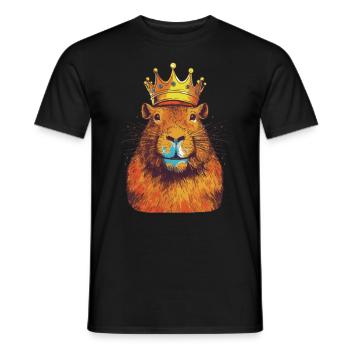 Capibara con corona capibara - T-shirt uomo - nero - Fronte - AI Model Male 178 light (178cm)