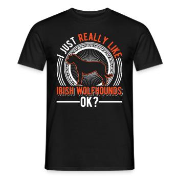 I just like Irish Wolfhounds - Men's T-Shirt - black - Front - AI Model Male 178 light (178cm)