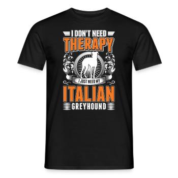 Thérapie italienne aux lévriers - T-shirt homme - noir - Devant - AI Model Male 178 light (178cm)