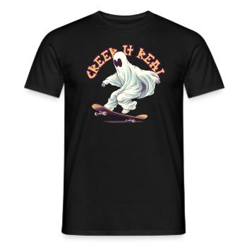 Funny Skateboarding Ghost with Halloween Pun - Männer T-Shirt - Schwarz - Vorne - AI Model Male 178 light (178cm)