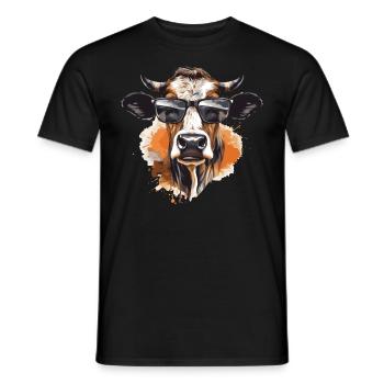 Kuh mit Sonnenbrille - Männer T-Shirt - Schwarz - Vorne - AI Model Male 178 light (178cm)