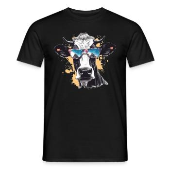 Kuh mit Sonnenbrille - Männer T-Shirt - Schwarz - Vorne - AI Model Male 178 light (178cm)