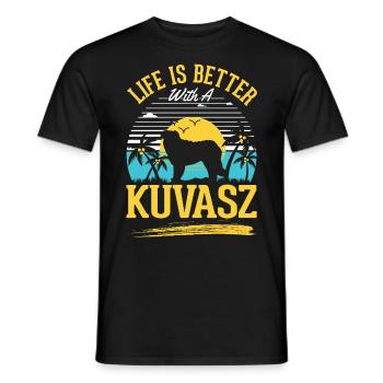 Le rafraîchissement est meilleur avec Kuvasz - T-shirt homme - noir - Devant - AI Model Male 178 light (178cm)