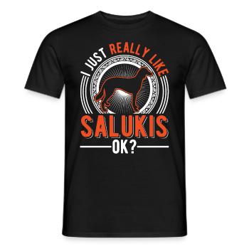 J’aime juste Salukis - T-shirt homme - noir - Devant - AI Model Male 178 light (178cm)