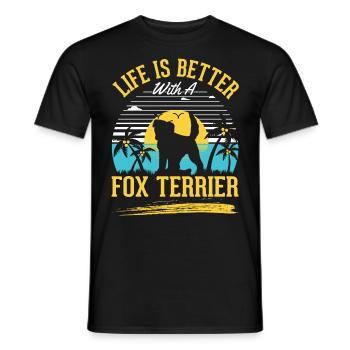 La vie est plus belle avec un fox-terrier - T-shirt homme - noir - Devant - AI Model Male 178 light (178cm)