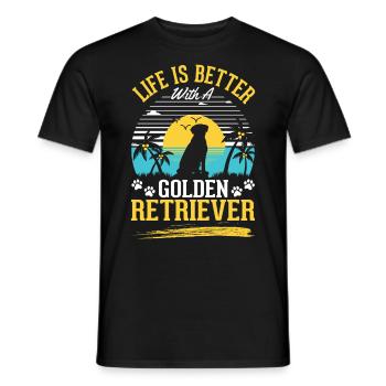 Das Leben ist besser mit einem Golden Retriever - Männer T-Shirt - Schwarz - Vorne - AI Model Male 178 light (178cm)