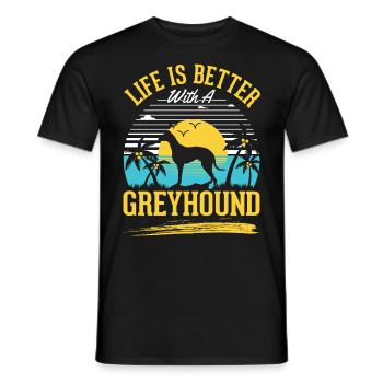 Das Leben ist besser mit einem Windhund Greyhound - Männer T-Shirt - Schwarz - Vorne - AI Model Male 178 light (178cm)