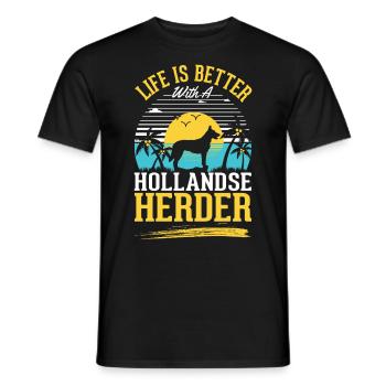 Life is with a Hollandse Herder - Men's T-Shirt - black - Front - AI Model Male 178 light (178cm)
