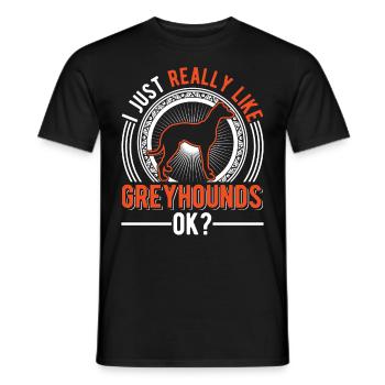 J’aime juste les lévriers Greyhound Galgo - T-shirt homme - noir - Devant - AI Model Male 178 light (178cm)