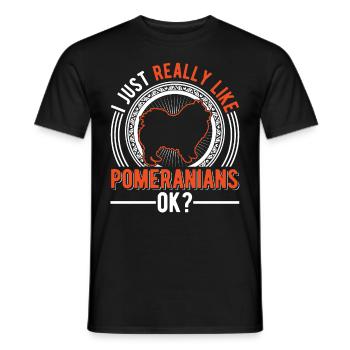 Ich mag einfach Zwergspitz Pomeranian - Männer T-Shirt - Schwarz - Vorne - AI Model Male 178 light (178cm)