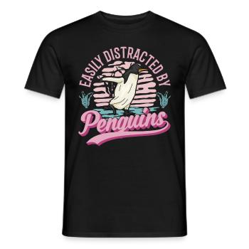 Easily distracted by Penguins Pinguin - Männer T-Shirt - Schwarz - Vorne - AI Model Male 178 light (178cm)