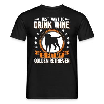 Golden Retriever und Wein - Männer T-Shirt - Schwarz - Vorne - AI Model Male 178 light (178cm)