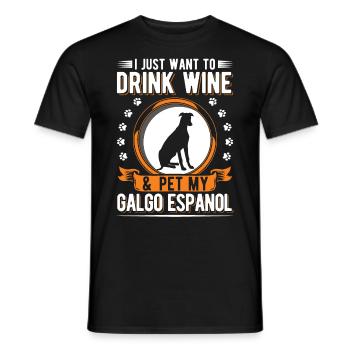 Galgo Español and wine - Men's T-Shirt - black - Front - AI Model Male 178 light (178cm)