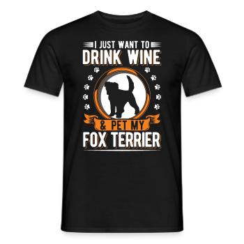 Fox Terrier et vin - T-shirt homme - noir - Devant - AI Model Male 178 light (178cm)
