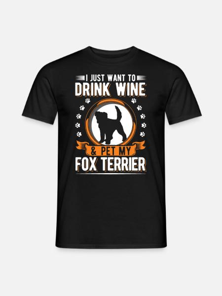 Fox Terrier and Wine - Men's T-Shirt - black