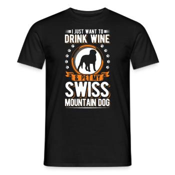 Bouvier suisse et vin - T-shirt homme - noir - Devant - AI Model Male 178 light (178cm)