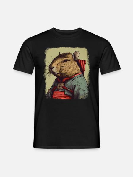 Capybara Samurai Wasserschwein - Männer T-Shirt - Schwarz