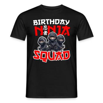 Birthday Party Ninja Squad, Ninjutsu Cartoon - Men's T-Shirt - black - Front - AI Model Male 178 light (178cm)