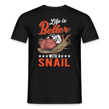 Life is better with a snail - Men's T-Shirt - black - Front - AI Model Male 178 light (178cm)
