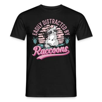 Easily distracted by Raccoons Waschbär - Men's T-Shirt - black - Front - AI Model Male 178 light (178cm)