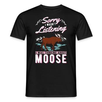 Moose Gift Elk Antlers Scandinavia - Men's T-Shirt - black - Front - AI Model Male 178 light (178cm)
