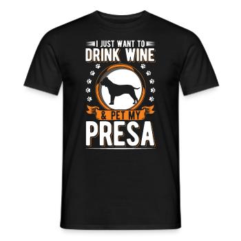 Presa Canario and Dogo Canario wine - Men's T-Shirt - black - Front - AI Model Male 178 light (178cm)