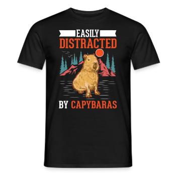 Easily distracted by Capybaras - Männer T-Shirt - Schwarz - Vorne - AI Model Male 178 light (178cm)