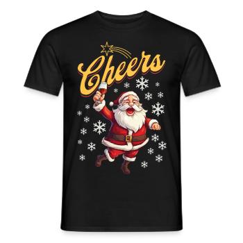 Santa Claus Alcohol Beer Mulled Wine Liquor Cheers - Men's T-Shirt - black - Front - AI Model Male 178 light (178cm)