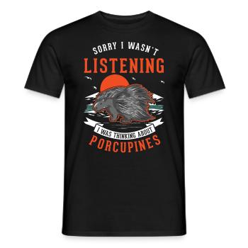 Porcupine Gift Porcupine - Men's T-Shirt - black - Front - AI Model Male 178 light (178cm)