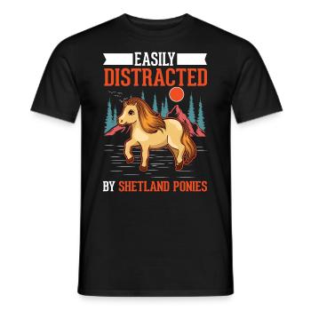 Easily distracted by Shetland Ponies Shetty - Männer T-Shirt - Schwarz - Vorne - AI Model Male 178 light (178cm)