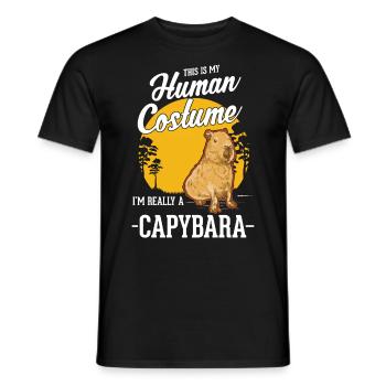 Capybara Human Costume Wasserschwein Capibara - Men's T-Shirt - black - Front - AI Model Male 178 light (178cm)