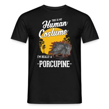Déguisement humain de porc-épic Halloween - T-shirt homme - noir - Devant - AI Model Male 178 light (178cm)
