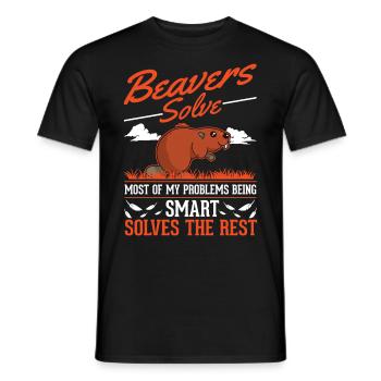 Biber Geschenk Biberdamm - Männer T-Shirt - Schwarz - Vorne - AI Model Male 178 light (178cm)