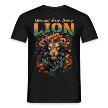 lion, lion head, strong, wild, pride, brave, royal, - Men's T-Shirt - black - Front - AI Model Male 178 light (178cm)