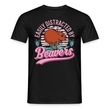 Easily distracted by Beavers Biber - Männer T-Shirt - Schwarz - Vorne - AI Model Male 178 light (178cm)